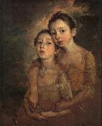 Thomas The Painter's Daughters with a Cat oil painting on canvas
